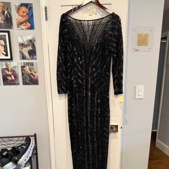Mieka “Angelica” Black Sequin Gown Size 10 - Picture 1 of 6